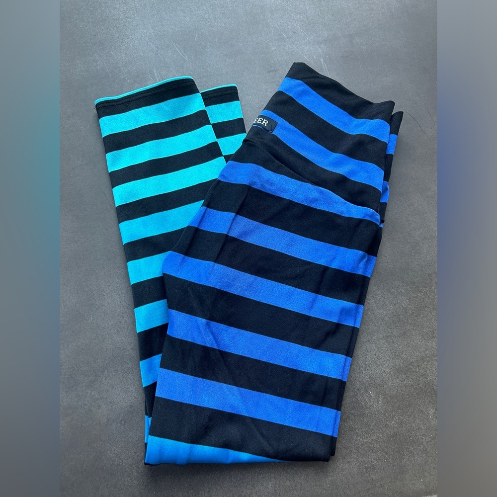 K-DEER Alexis Blue Stripe Crop Length Legging Tight S